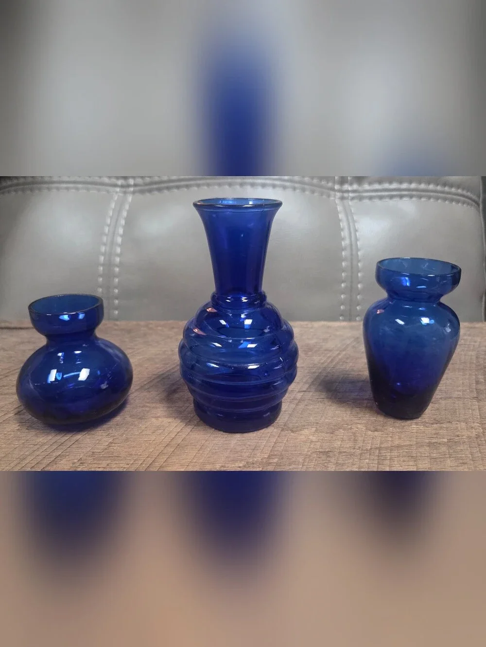 Vintage Cobalt Blue Glass Bud Vase Lot of 3 ~ Bin 1B
